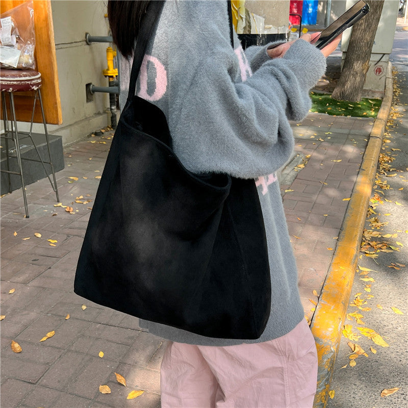 Large Suede Tote Bag — Magnetic Closure & Interior Pockets 3