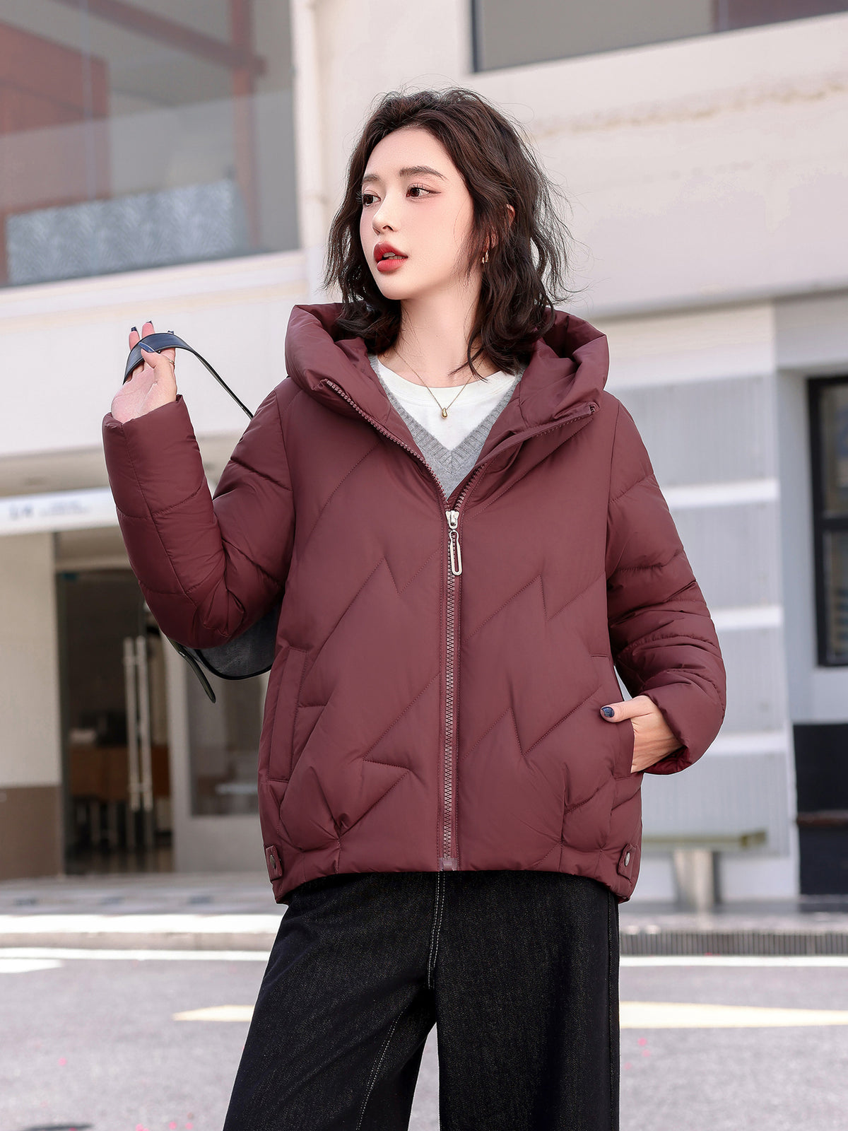 Hooded Padded Jacket Plus Size — Polyester Fill Winter Coat 1