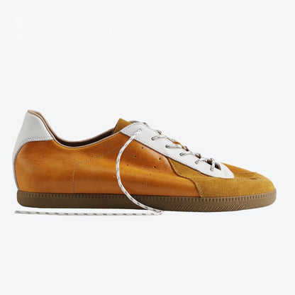 Matte Leather Retro Sneakers — Hidden Heel Height Boost 7