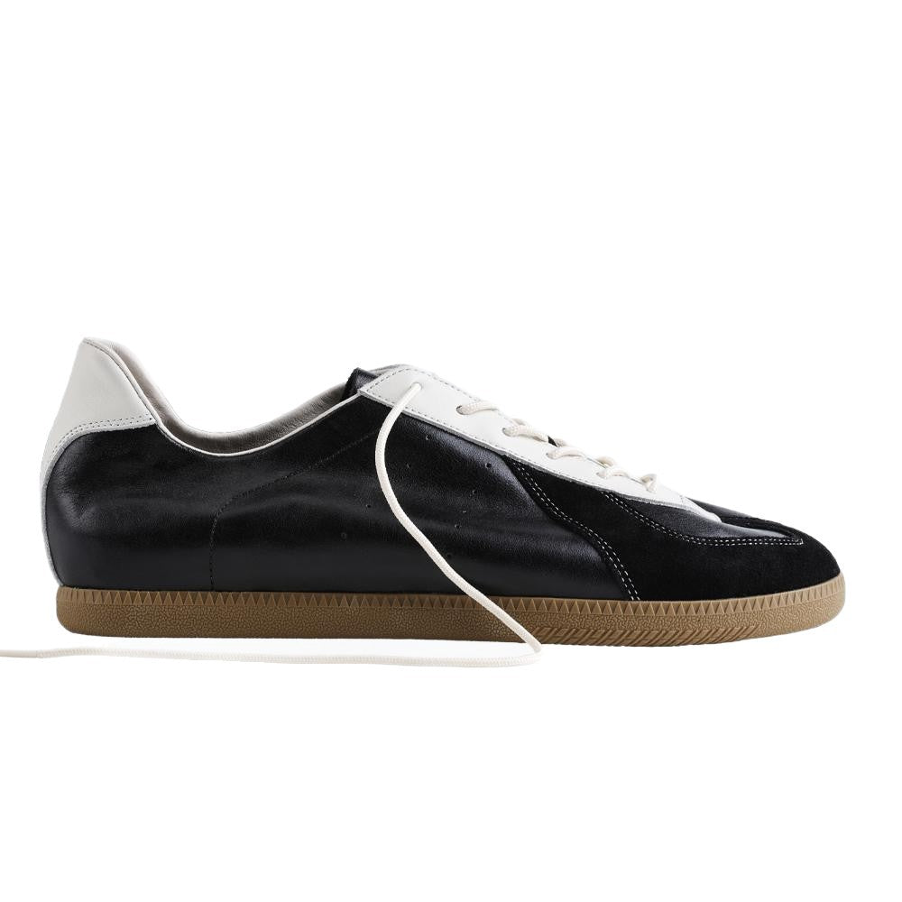 Matte Leather Retro Sneakers — Hidden Heel Height Boost 5
