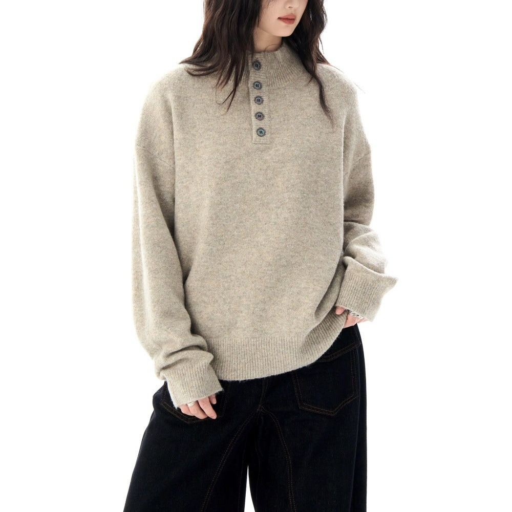 Serene Henley Sweater — Soft Brushed Knit Mock-Neck Fit 4