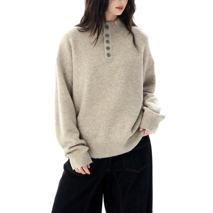 Serene Henley Sweater — Soft Brushed Knit Mock-Neck Fit 4