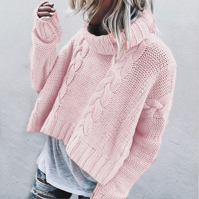 Chunky Cable Knit Roll Neck Jumper — Cropped Relaxed Fit 9