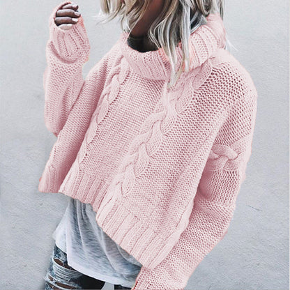 Chunky Cable Knit Roll Neck Jumper — Cropped Relaxed Fit 9