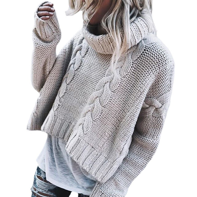 Chunky Cable Knit Roll Neck Jumper — Cropped Relaxed Fit 6