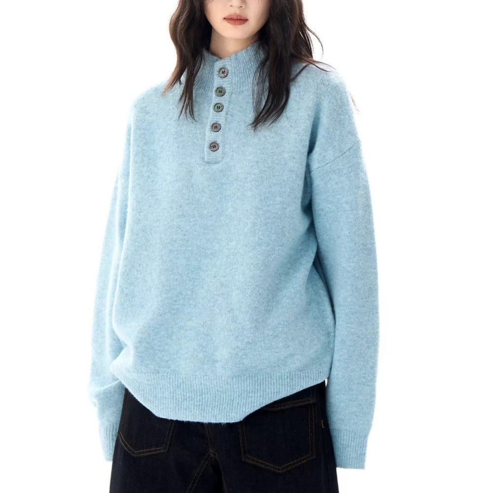 Serene Henley Sweater — Soft Brushed Knit Mock-Neck Fit 2