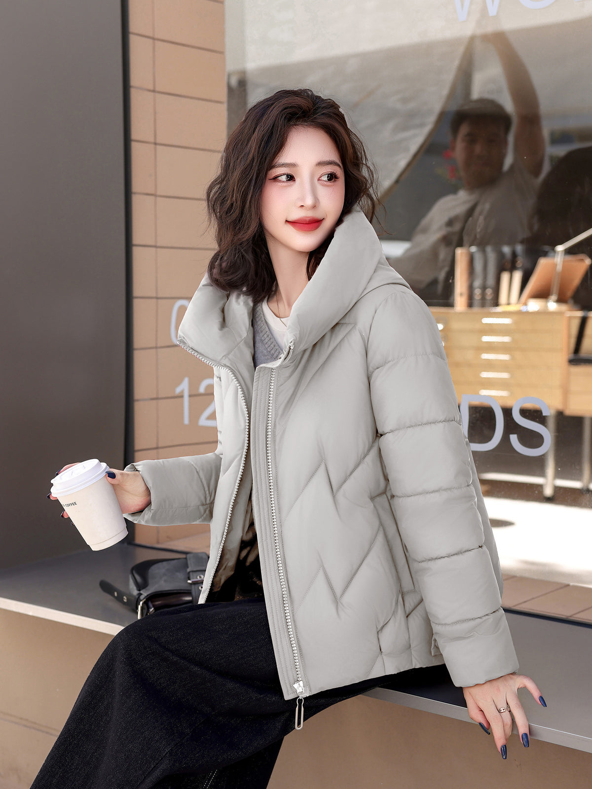 Hooded Padded Jacket Plus Size — Polyester Fill Winter Coat 2