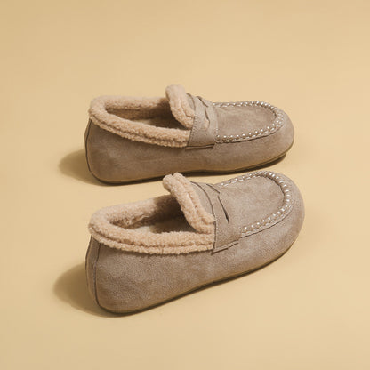 Fleece-Lined Faux Suede Loafer Mule – view 3