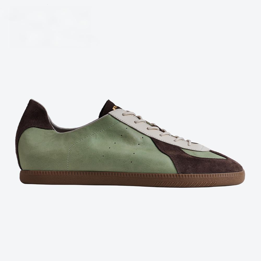 Matte Leather Retro Sneakers — Hidden Heel Height Boost 8