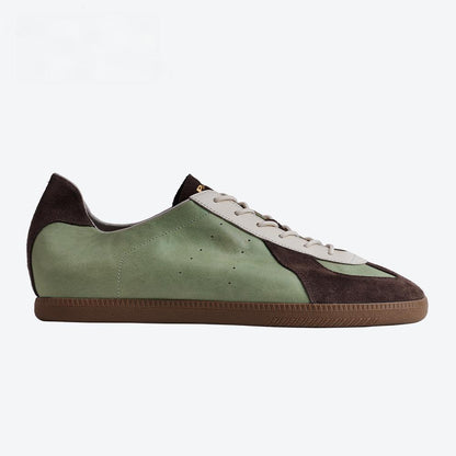 Matte Leather Retro Sneakers — Hidden Heel Height Boost 8