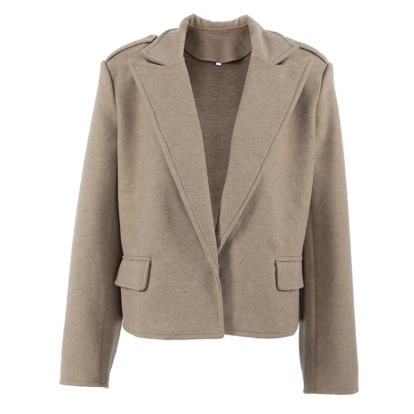 Boucle Tweed Blazer with Padded Shoulders – view 3