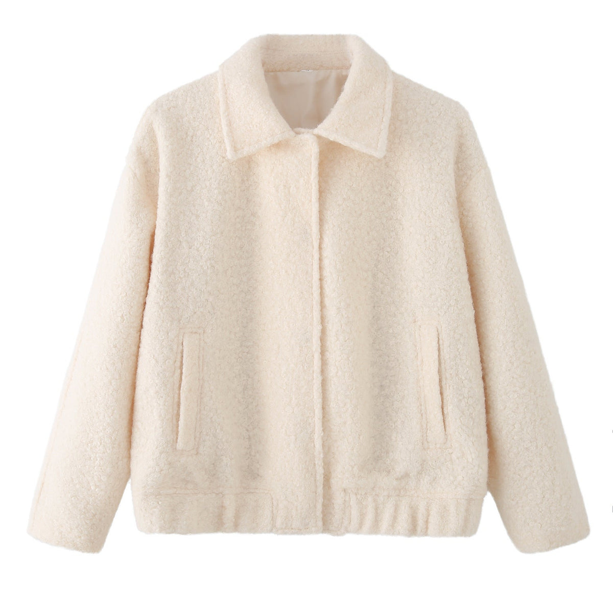 Women's Borg Teddy Jacket — Soft Fleece Bomber with Collar 2