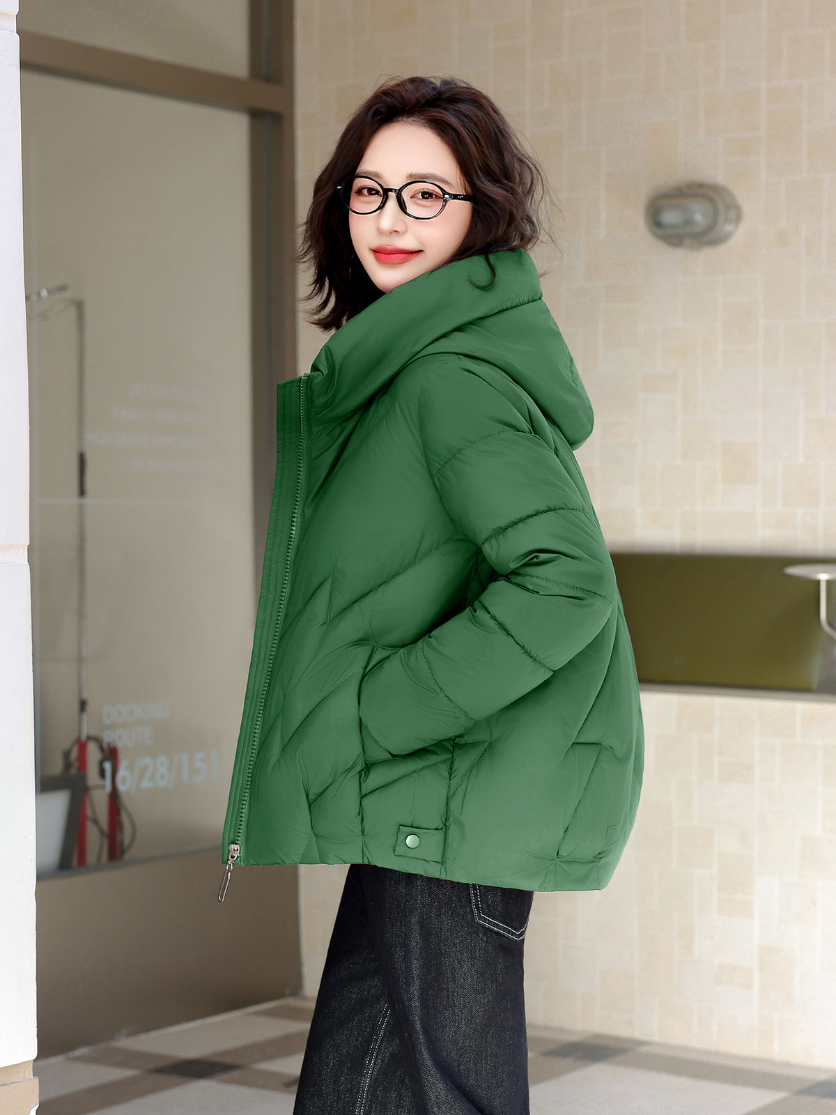 Hooded Padded Jacket Plus Size — Polyester Fill Winter Coat 5