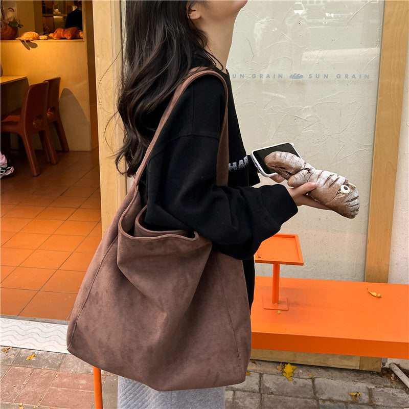 Large Suede Tote Bag — Magnetic Closure & Interior Pockets 2