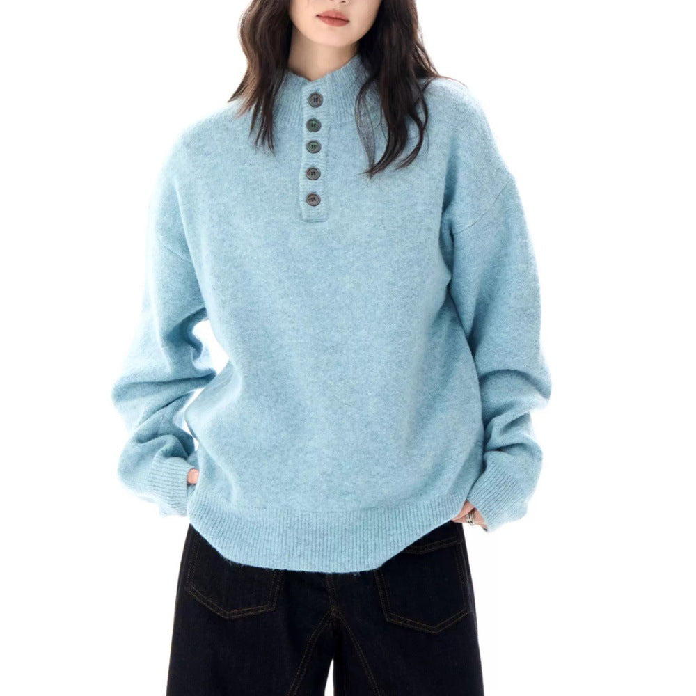 Serene Henley Sweater — Soft Brushed Knit Mock-Neck Fit 3