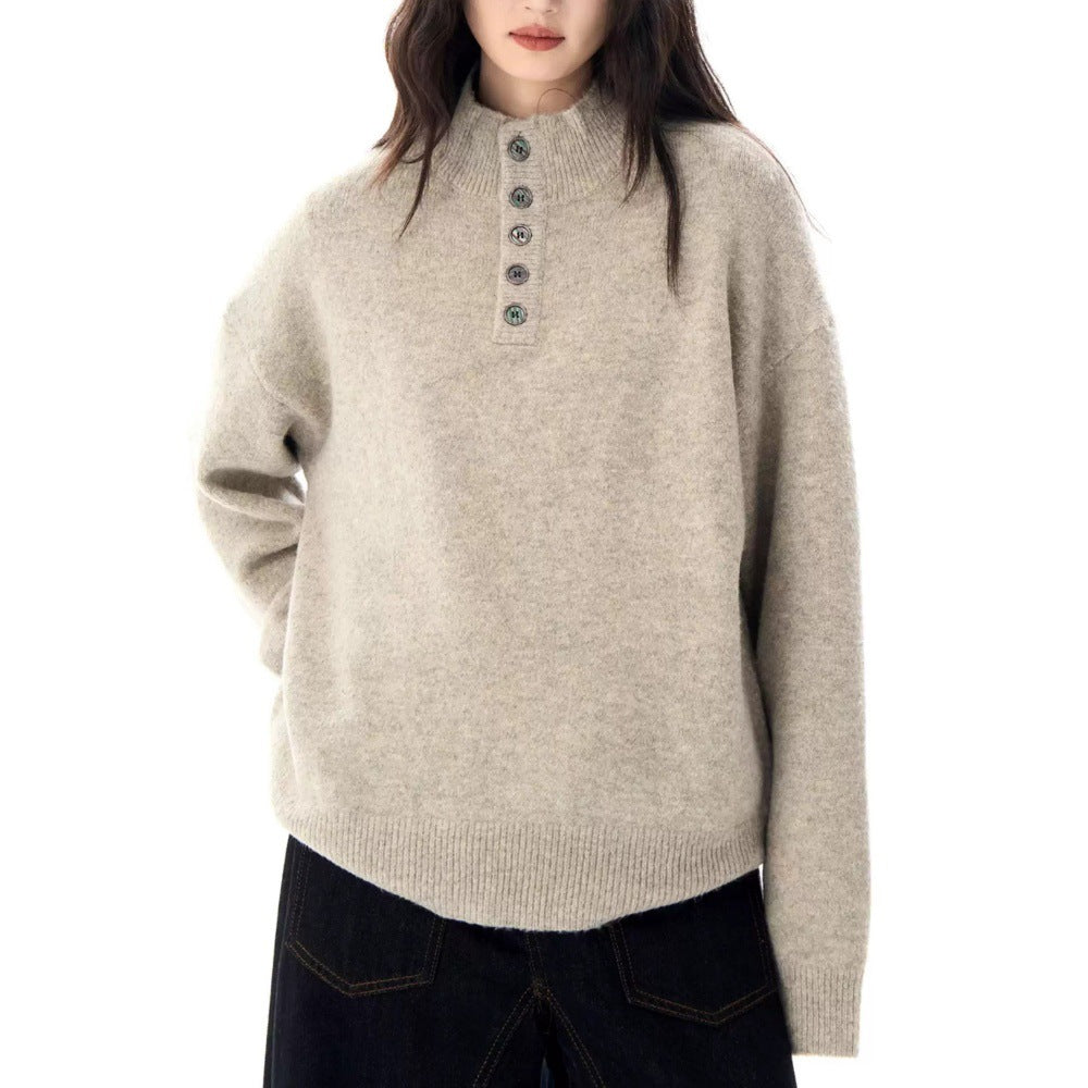 Serene Henley Sweater — Soft Brushed Knit Mock-Neck Fit 5