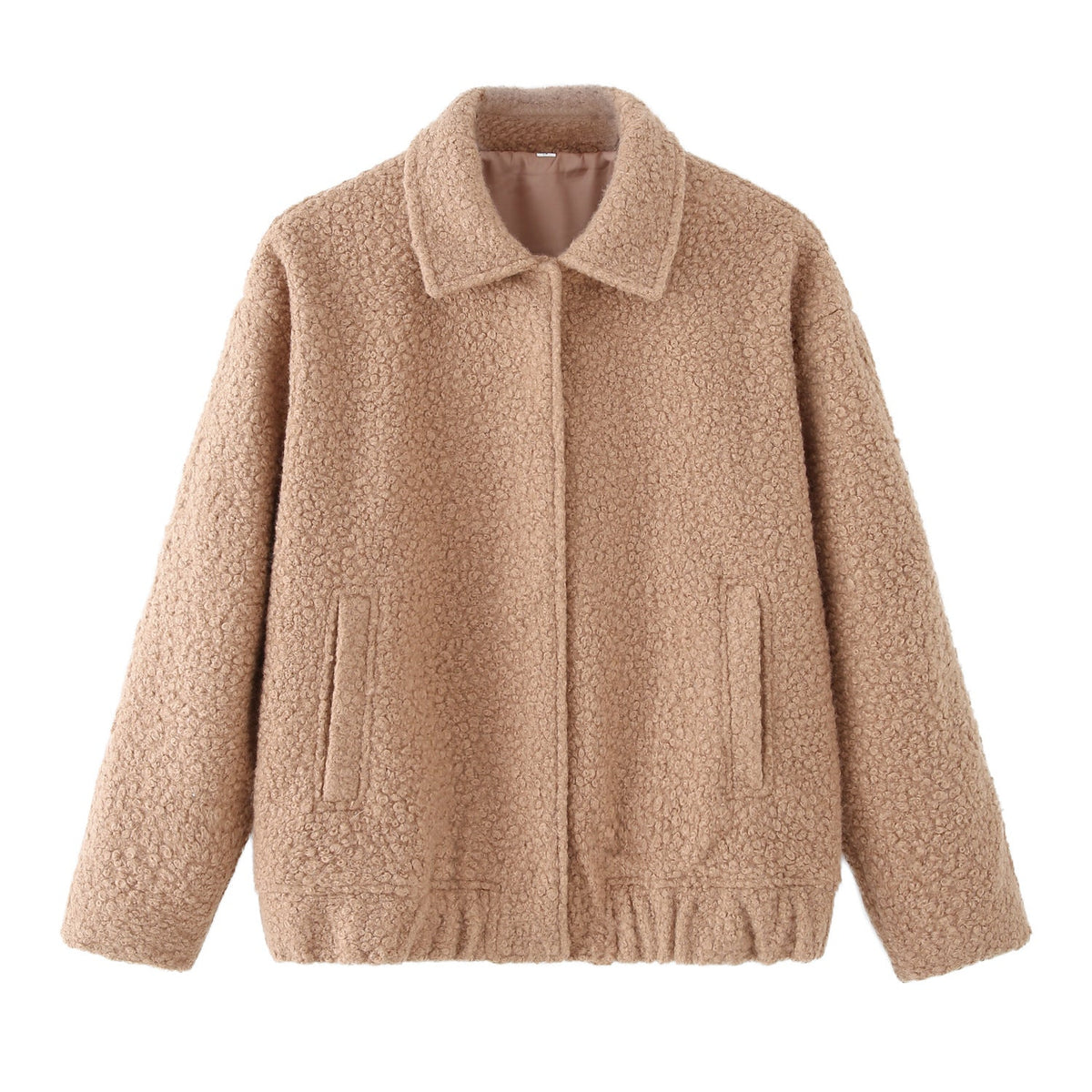 Women's Borg Teddy Jacket — Soft Fleece Bomber with Collar 1