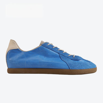Matte Leather Retro Sneakers — Hidden Heel Height Boost 10