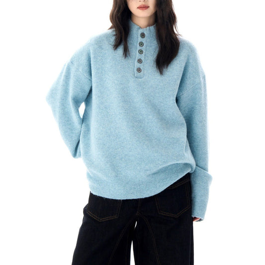 Serene Henley Sweater — Soft Brushed Knit Mock-Neck Fit 1