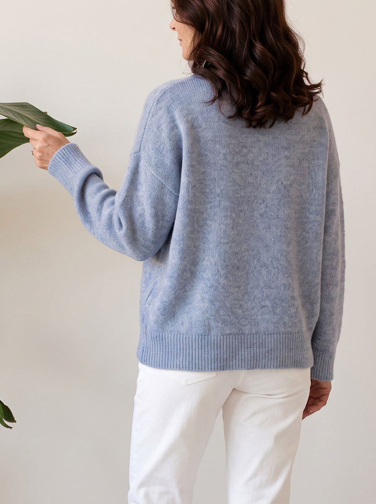 Faux Two-Piece Knit Sweater — Drop Shoulder Round Neck Pullover 5