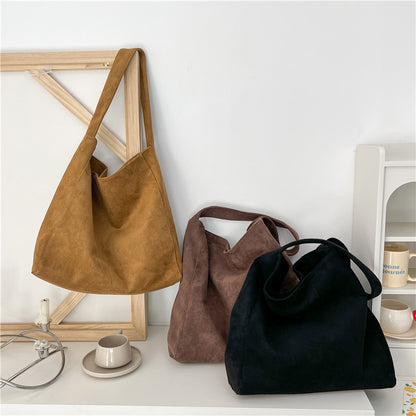 Large Suede Tote Bag — Magnetic Closure & Interior Pockets 4
