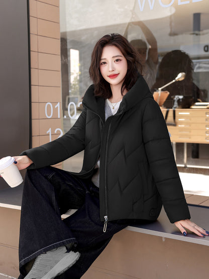 Hooded Padded Jacket Plus Size — Polyester Fill Winter Coat 4