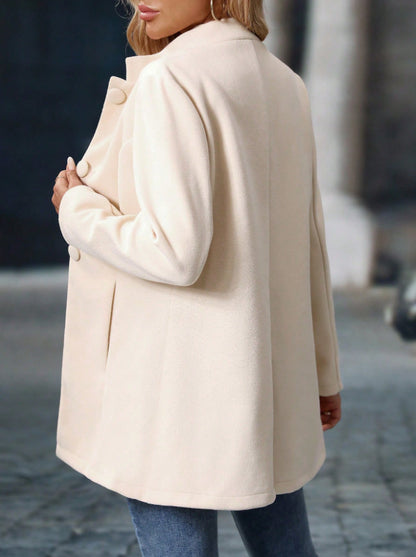 Women's Long Wool-Blend Coat — High Neck with Pockets 2