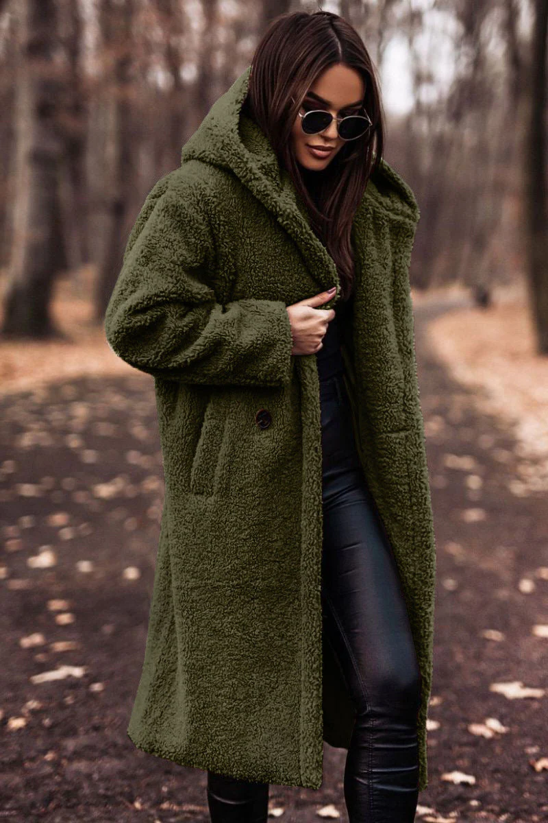 Oversized Hooded Teddy Coat — Plush Fleece Maxi Length 2
