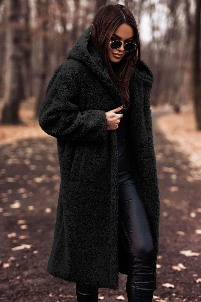 Oversized Hooded Teddy Coat — Plush Fleece Maxi Length 3