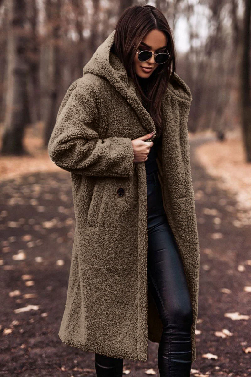 Oversized Hooded Teddy Coat — Plush Fleece Maxi Length 6