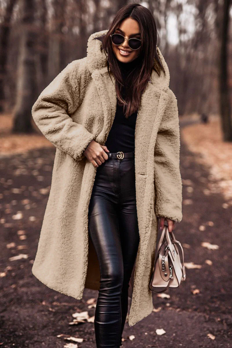Oversized Hooded Teddy Coat — Plush Fleece Maxi Length 1
