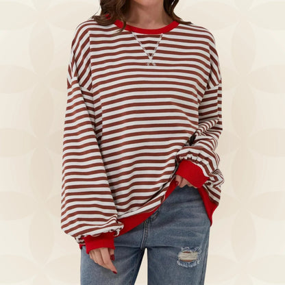 Oversized Striped Sweatshirt — Contrast Trim Relaxed Fit 6