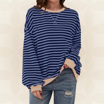 Oversized Striped Sweatshirt — Contrast Trim Relaxed Fit 7