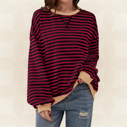 Oversized Striped Sweatshirt — Contrast Trim Relaxed Fit 8