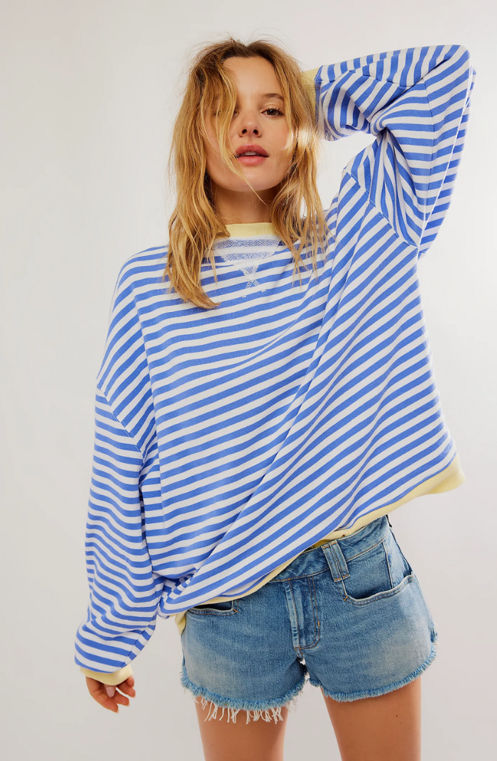 Oversized Striped Sweatshirt — Contrast Neon Trim Drop Shoulder 3