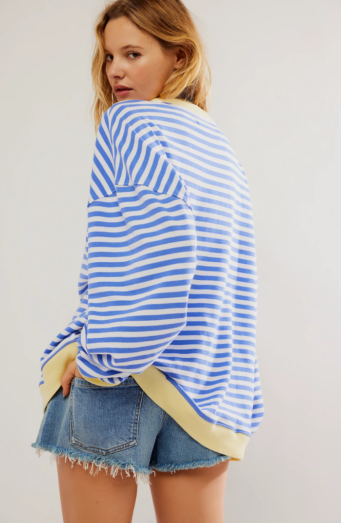 Oversized Striped Sweatshirt — Contrast Neon Trim Drop Shoulder 4