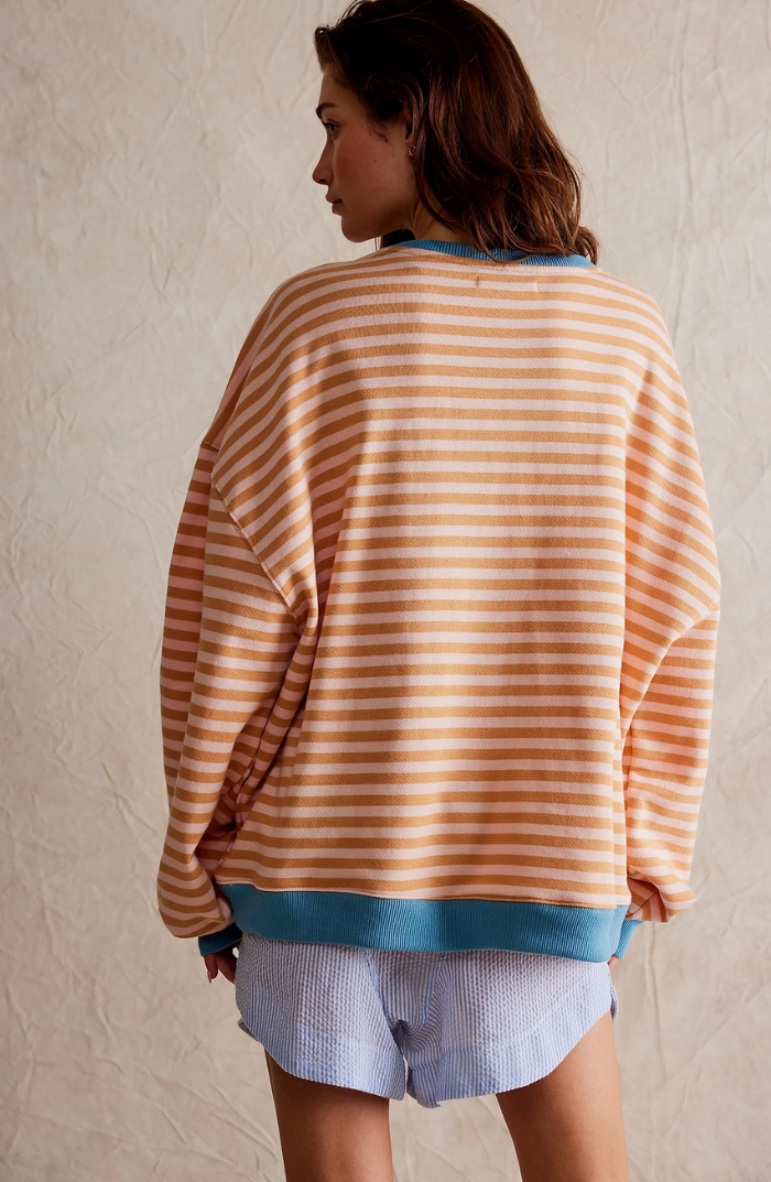 Oversized Striped Sweatshirt — Contrast Neon Trim Drop Shoulder 8