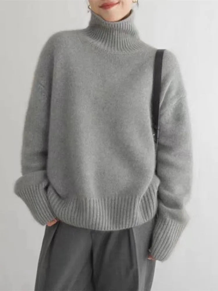 Women's Cashmere Turtleneck Sweater — Soft High Collar 4