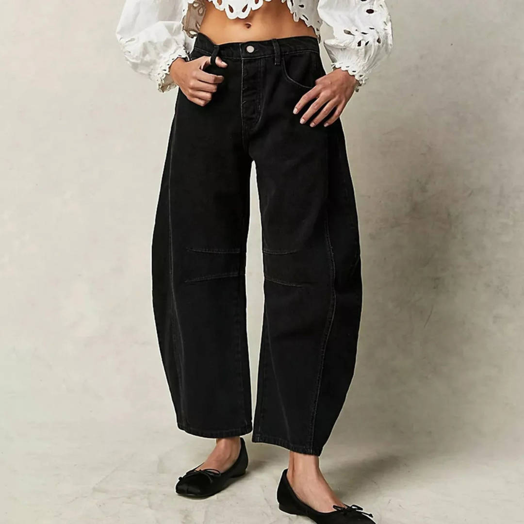 Barrel Leg Jeans Mid Rise — Relaxed Curved Fit Denim 2