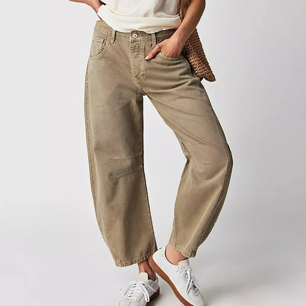 Barrel Leg Jeans Mid Rise — Relaxed Curved Fit Denim 4