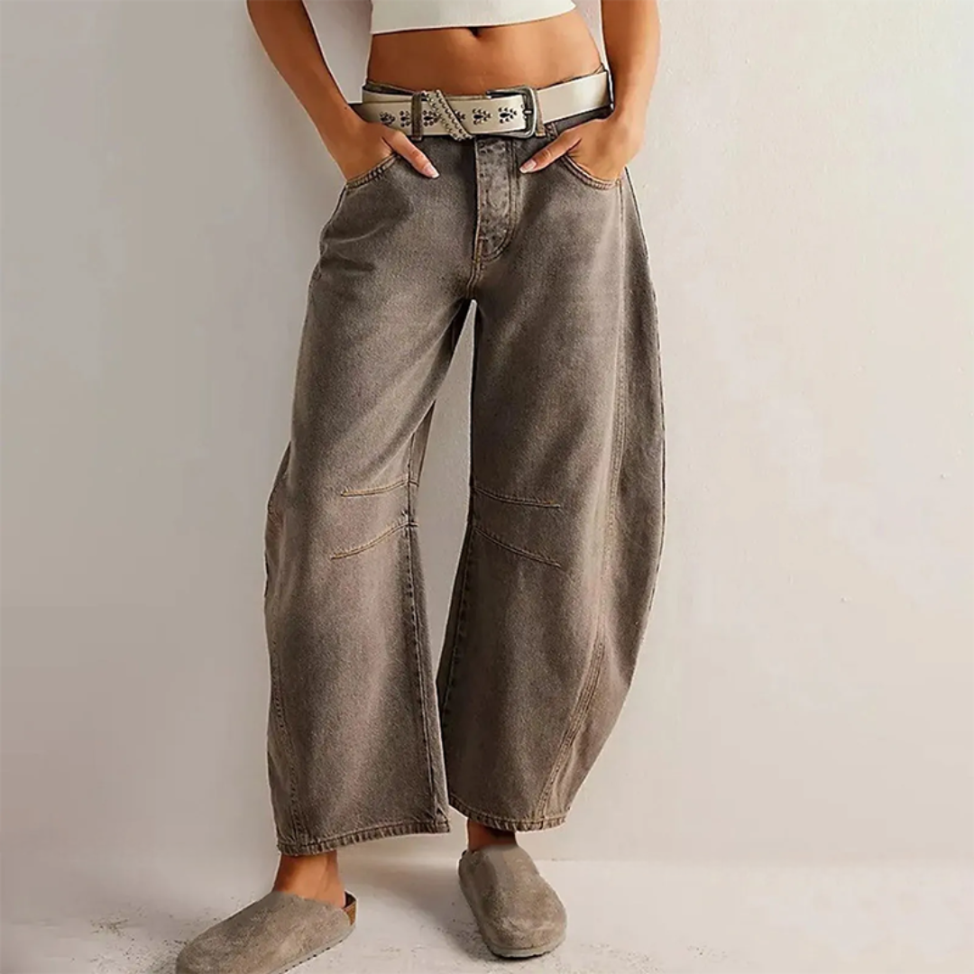 Barrel Leg Jeans Mid Rise — Relaxed Curved Fit Denim 5
