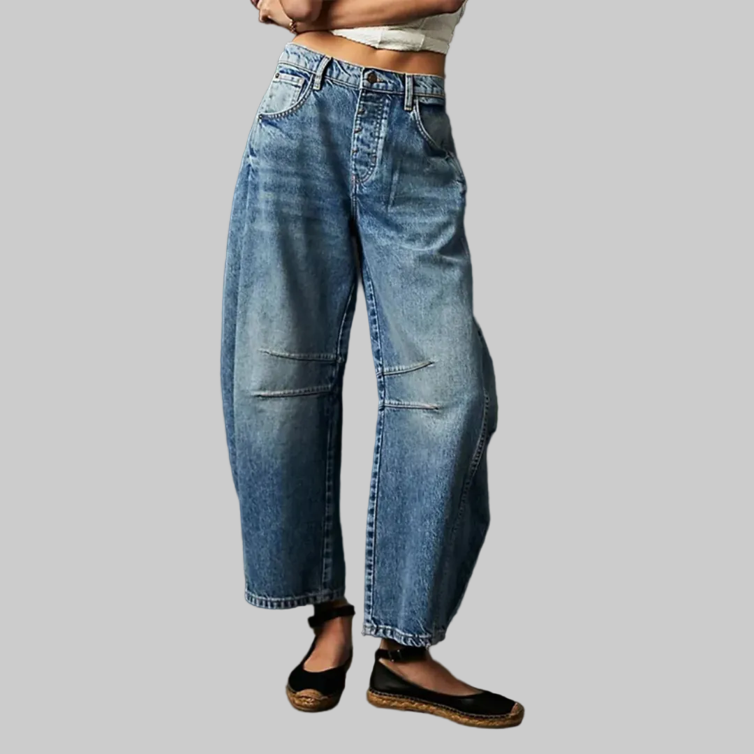 Barrel Leg Jeans Mid Rise — Relaxed Curved Fit Denim 6