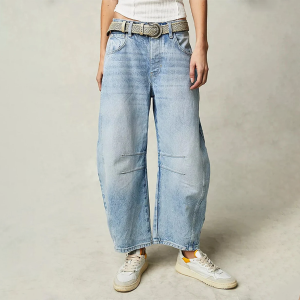 Barrel Leg Jeans Mid Rise — Relaxed Curved Fit Denim 1