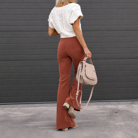 High Waist Flared Corduroy Trousers — Retro 70s Wide Leg 2