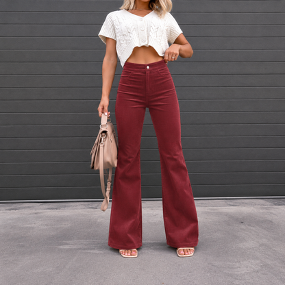 High Waist Flared Corduroy Trousers — Retro 70s Wide Leg 4
