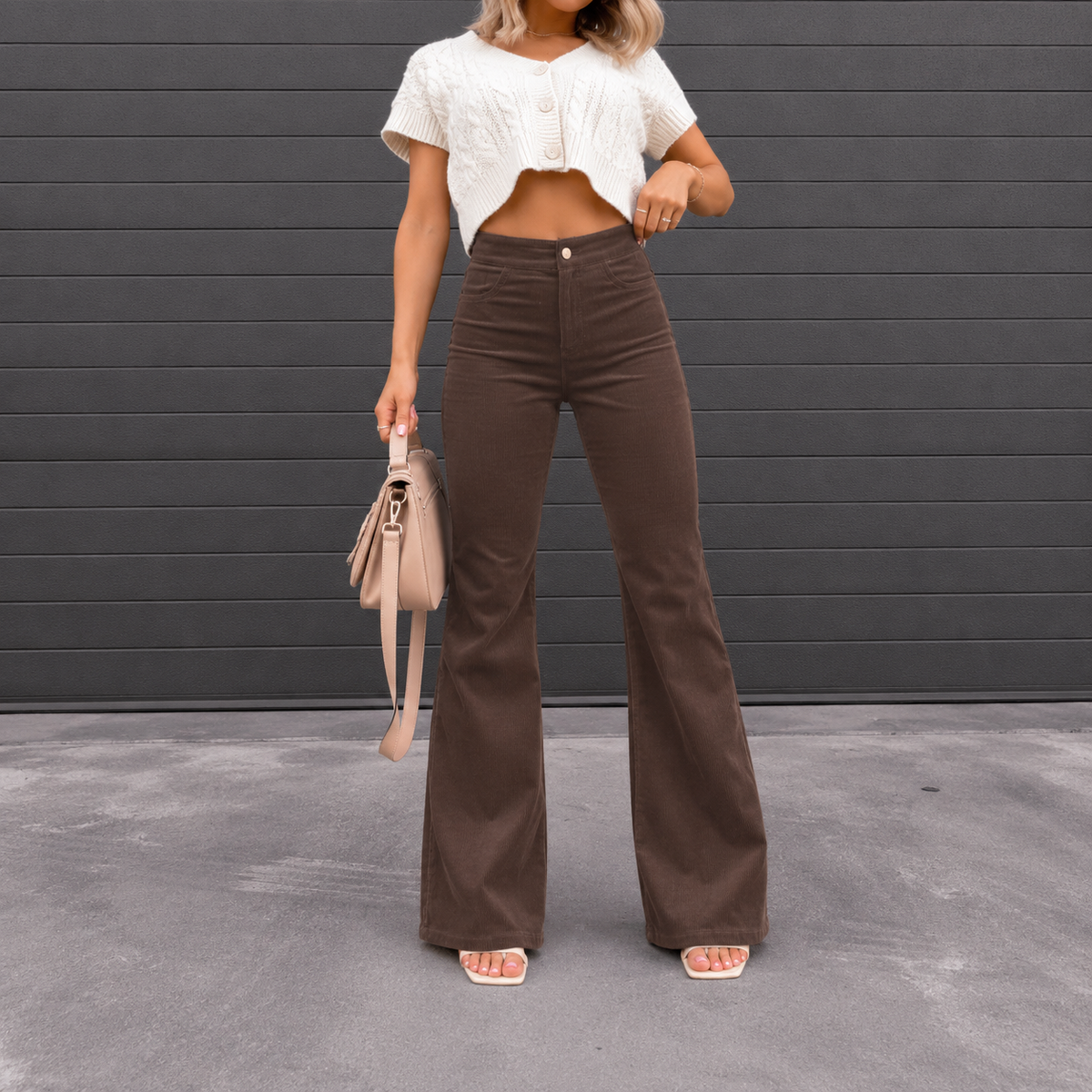 High Waist Flared Corduroy Trousers — Retro 70s Wide Leg 6