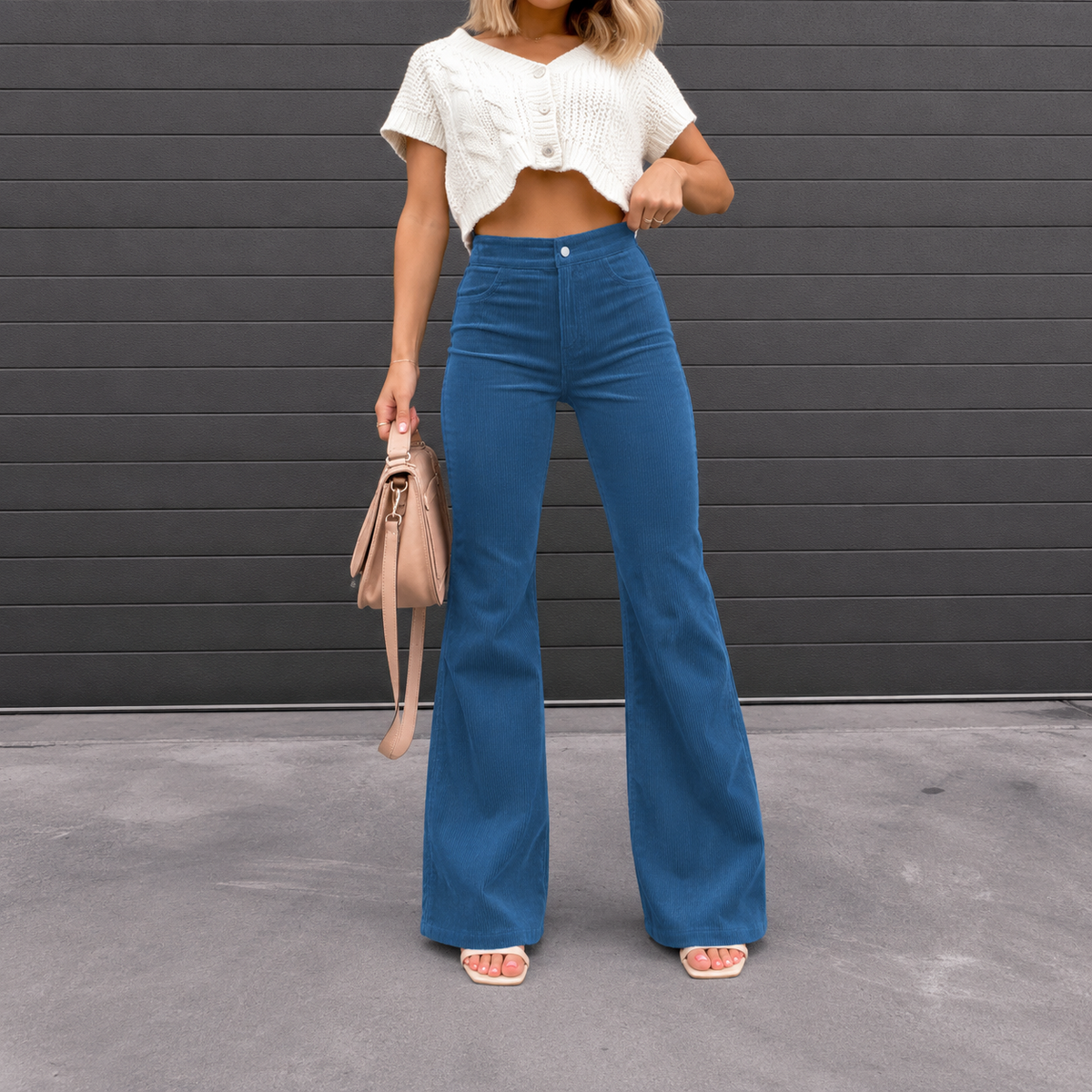 High Waist Flared Corduroy Trousers — Retro 70s Wide Leg 7