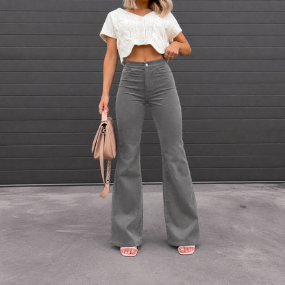 High Waist Flared Corduroy Trousers — Retro 70s Wide Leg 8
