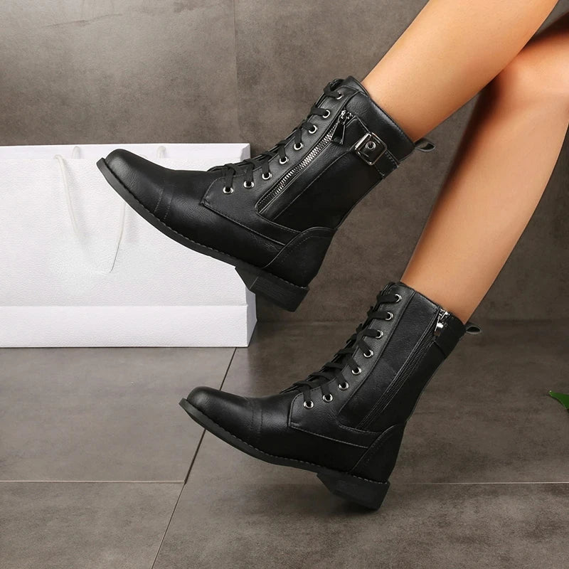 Brandy Leather Ankle Boots — Lace-Up Zipper All-Terrain 3