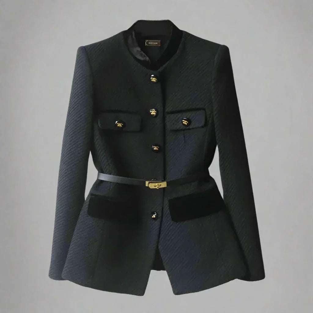 Sansa Woolen Office Jacket — Elegant Mid-Length Women's Blazer 1